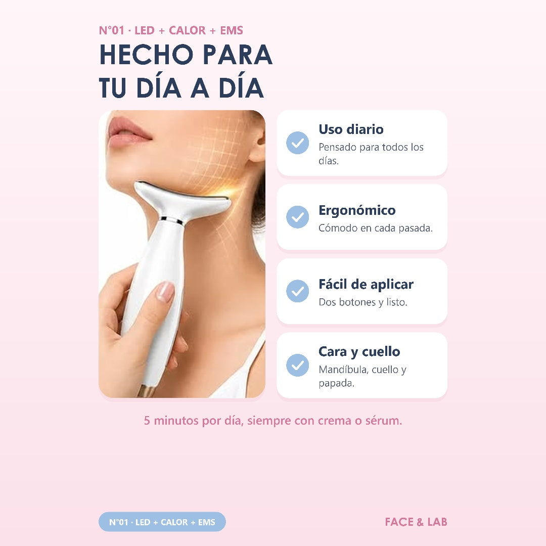 Masajeador Facial LED + Calor + EMS