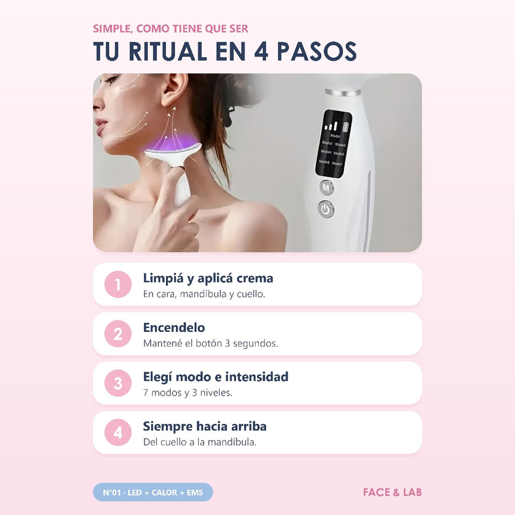 Masajeador Facial LED + Calor + EMS
