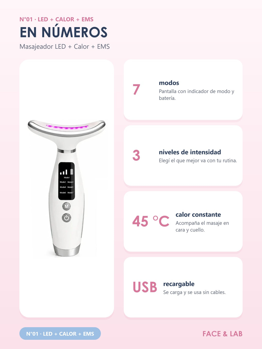 Masajeador Facial LED + Calor + EMS