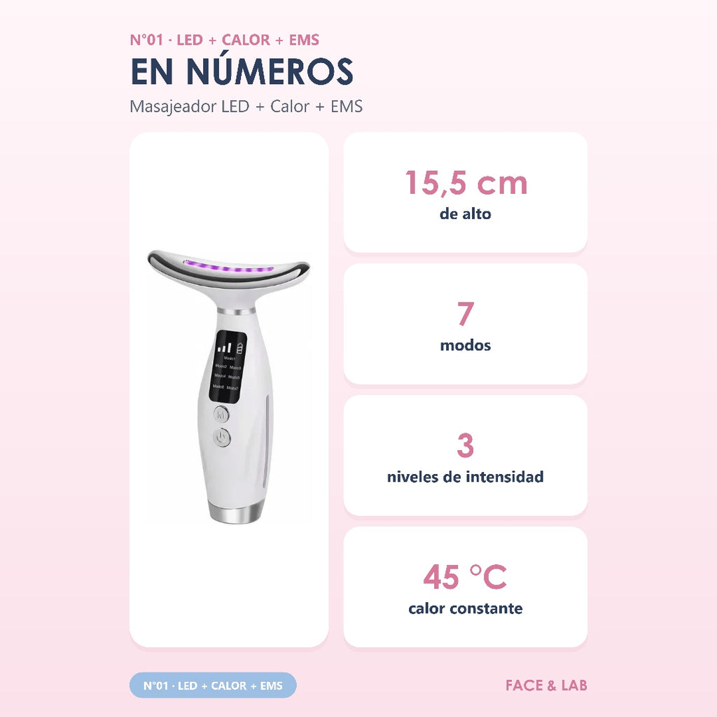 Masajeador Facial LED + Calor + EMS