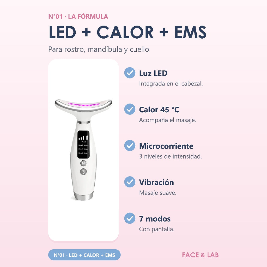 Masajeador Facial LED + Calor + EMS
