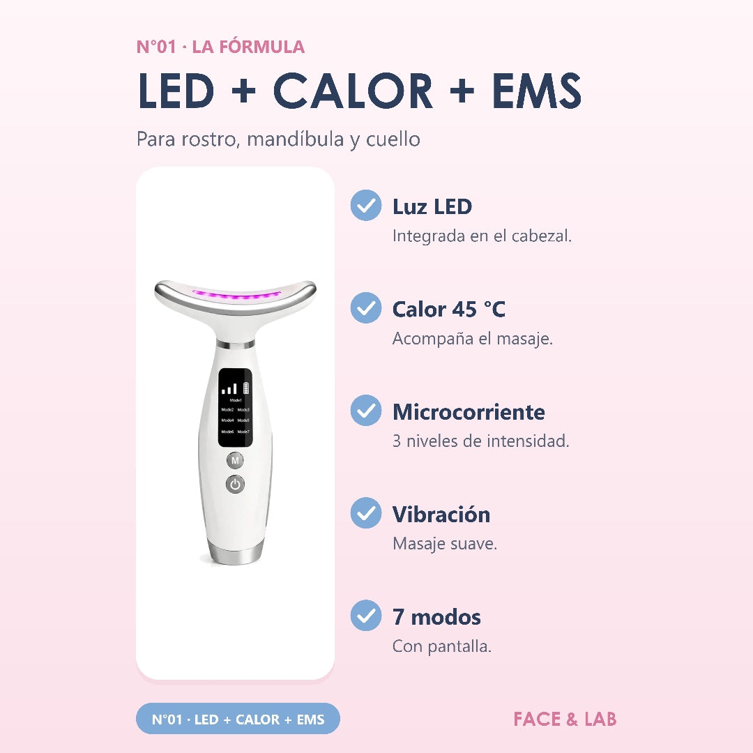Masajeador Facial LED + Calor + EMS